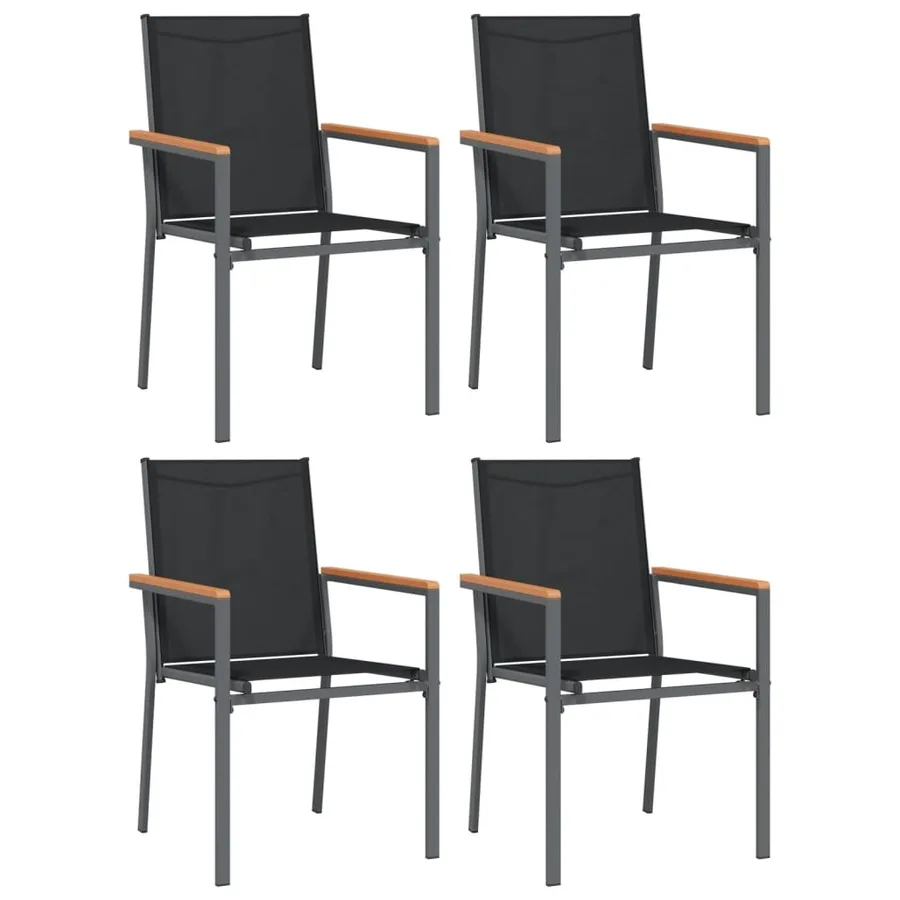 Ensemble à manger de jardin 5 pcs noir textilène et acier - 4