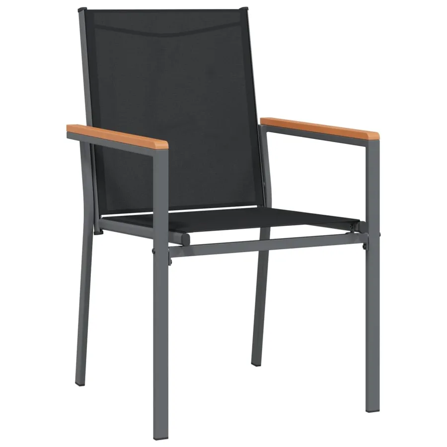 Ensemble à manger de jardin 5 pcs noir textilène et acier - 5