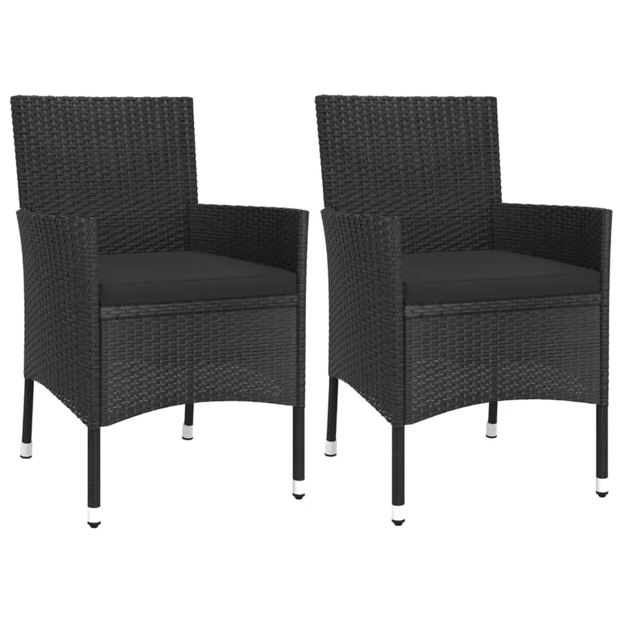Ensemble de bistro de jardin 3 pcs coussins noir poly rotin - 3