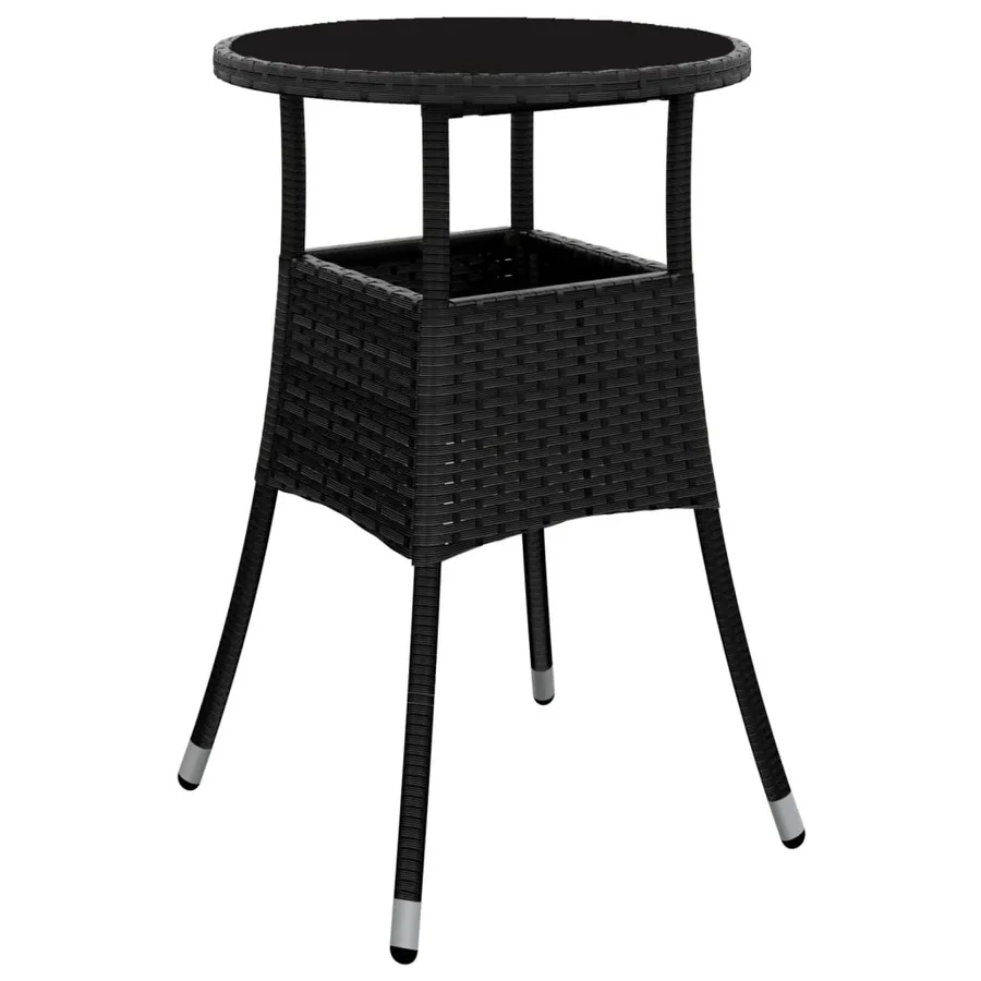 Ensemble de bistro de jardin 3 pcs coussins noir poly rotin - 5