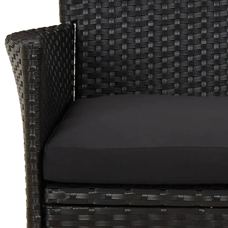 Ensemble de bistro de jardin 3 pcs coussins noir poly rotin - 6