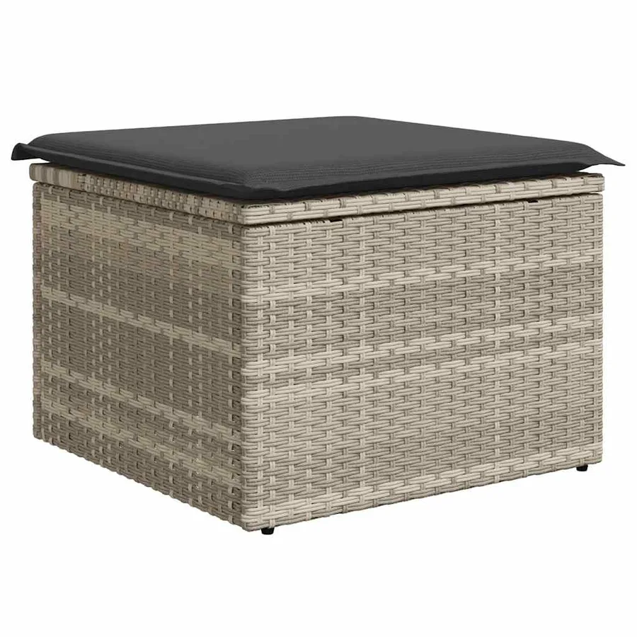Salon de jardin avec coussins 7 pcs gris clair résine tressée - 6