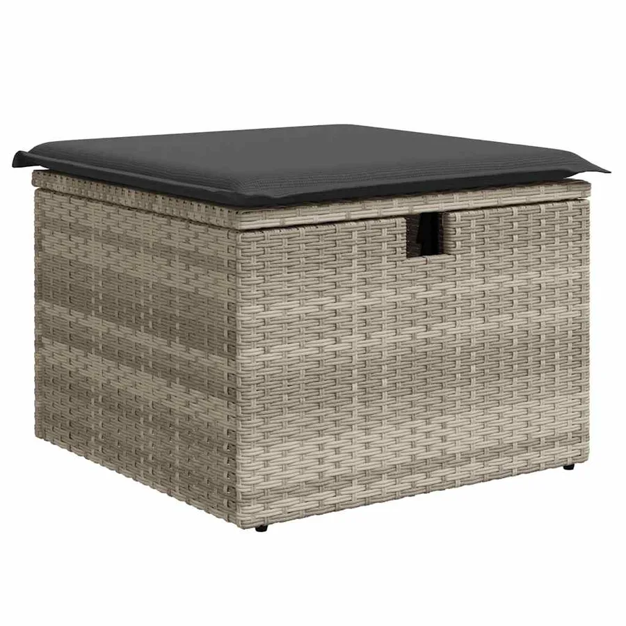 Salon de jardin 6 pcs avec coussins gris clair résine tressée - 5