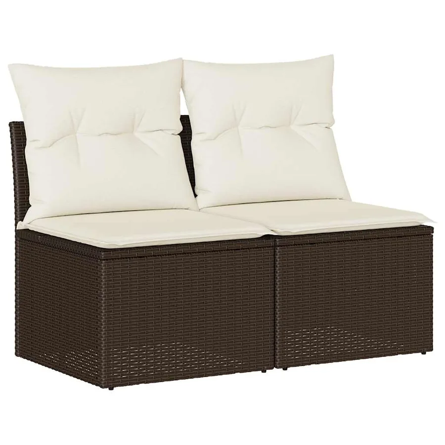 Salon de jardin avec coussins 2pcs marron résine tressée acacia - 2