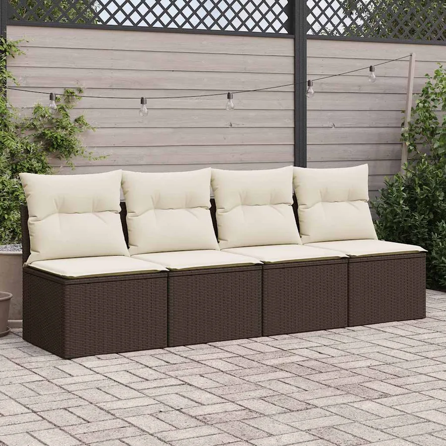 Salon de jardin avec coussins 2pcs marron résine tressée acacia - 3