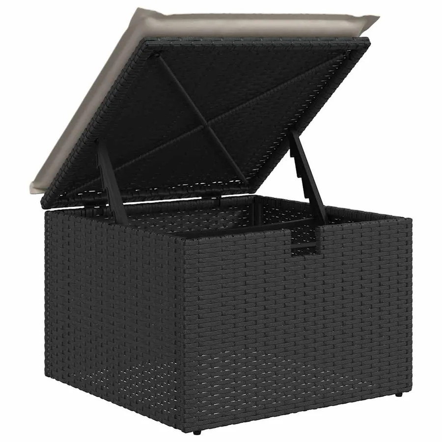 Salon de jardin 6 pcs avec coussins noir résine tressée - 10