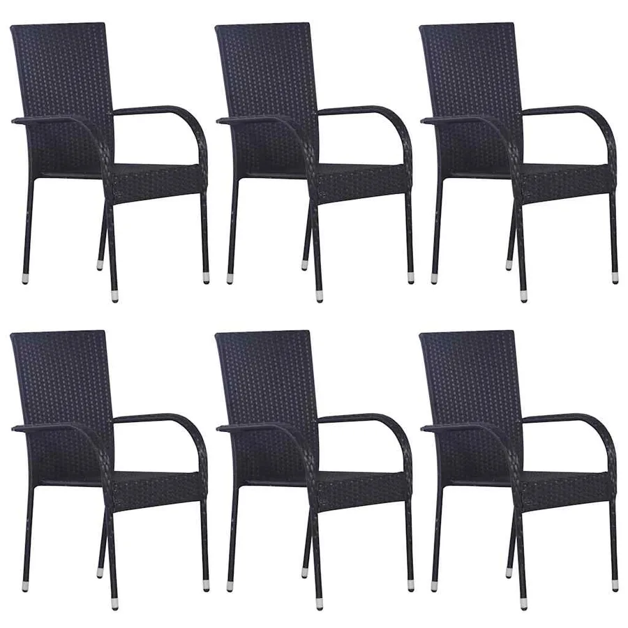Ensemble à manger de jardin 7 pcs Noir Résine tressée - 4