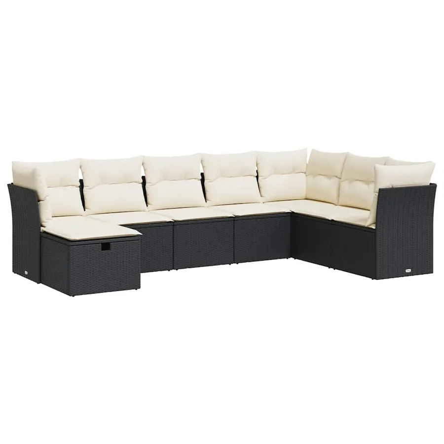 Salon de jardin 8 pcs avec coussins noir résine tressée - 2