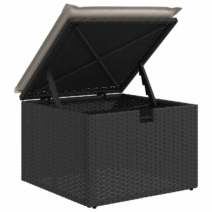 Salon de jardin 8 pcs avec coussins noir résine tressée - 10