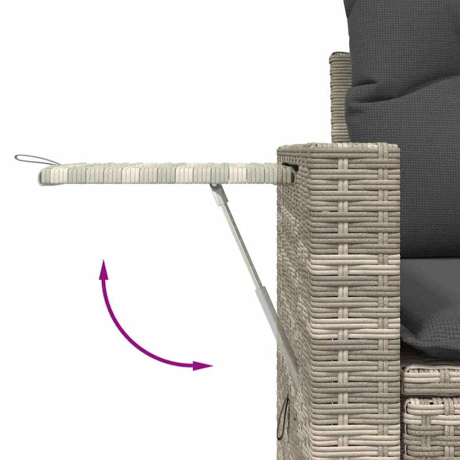 Salon de jardin avec coussins 7 pcs gris clair résine tressée - 9
