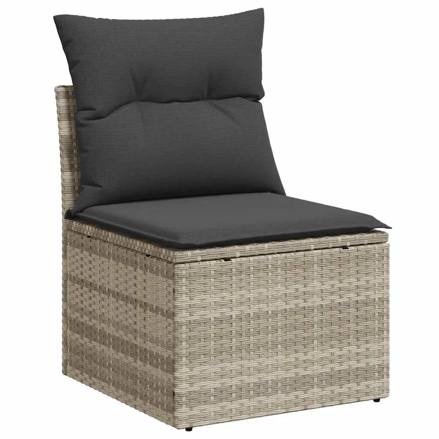 Salon de jardin 6 pcs avec coussins gris clair résine tressée - 4