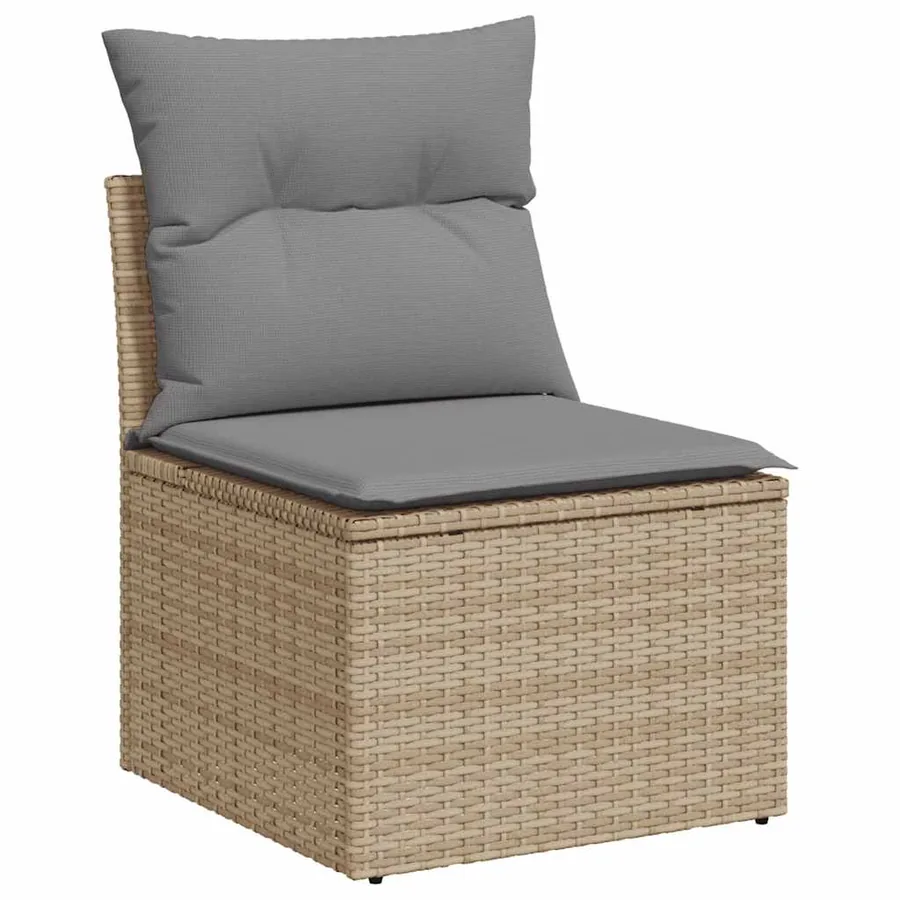 Salon de jardin avec coussins 5 pcs beige résine tressée - 3
