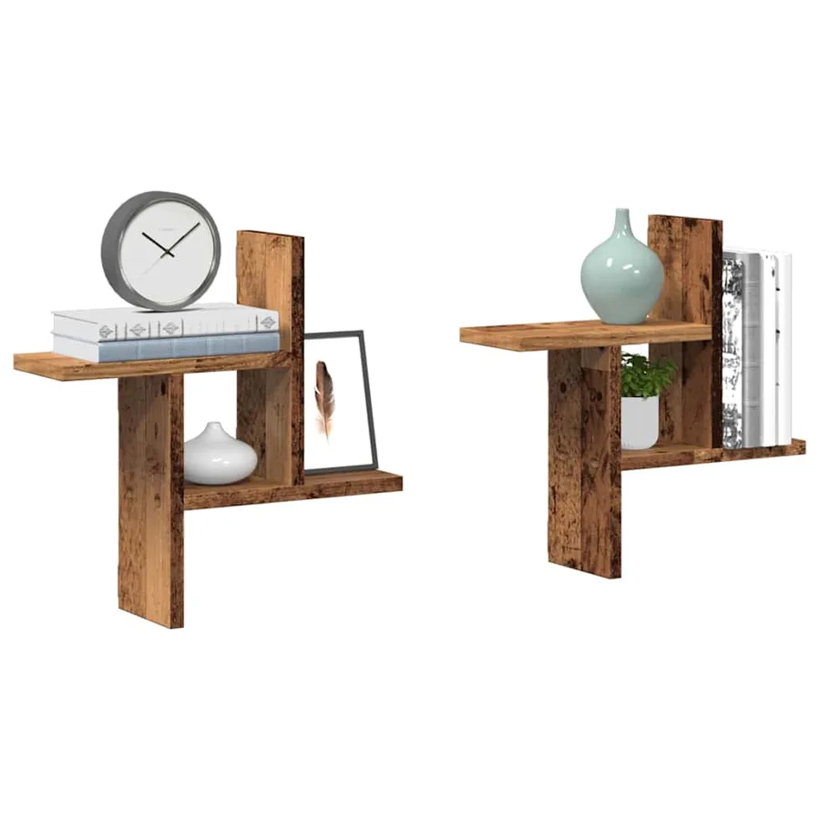 Étagères murales 2 pcs vieux bois 38x12x38 cm bois d'ingénierie - 4