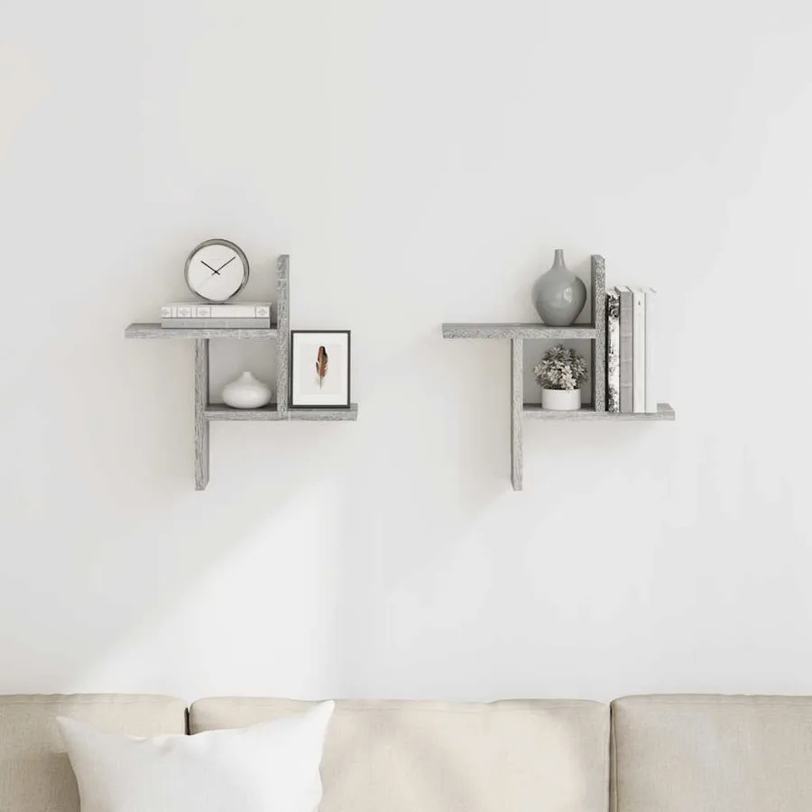 Étagères murales 2pcs sonoma gris 38x12x38 cm bois d’ingénierie - 3