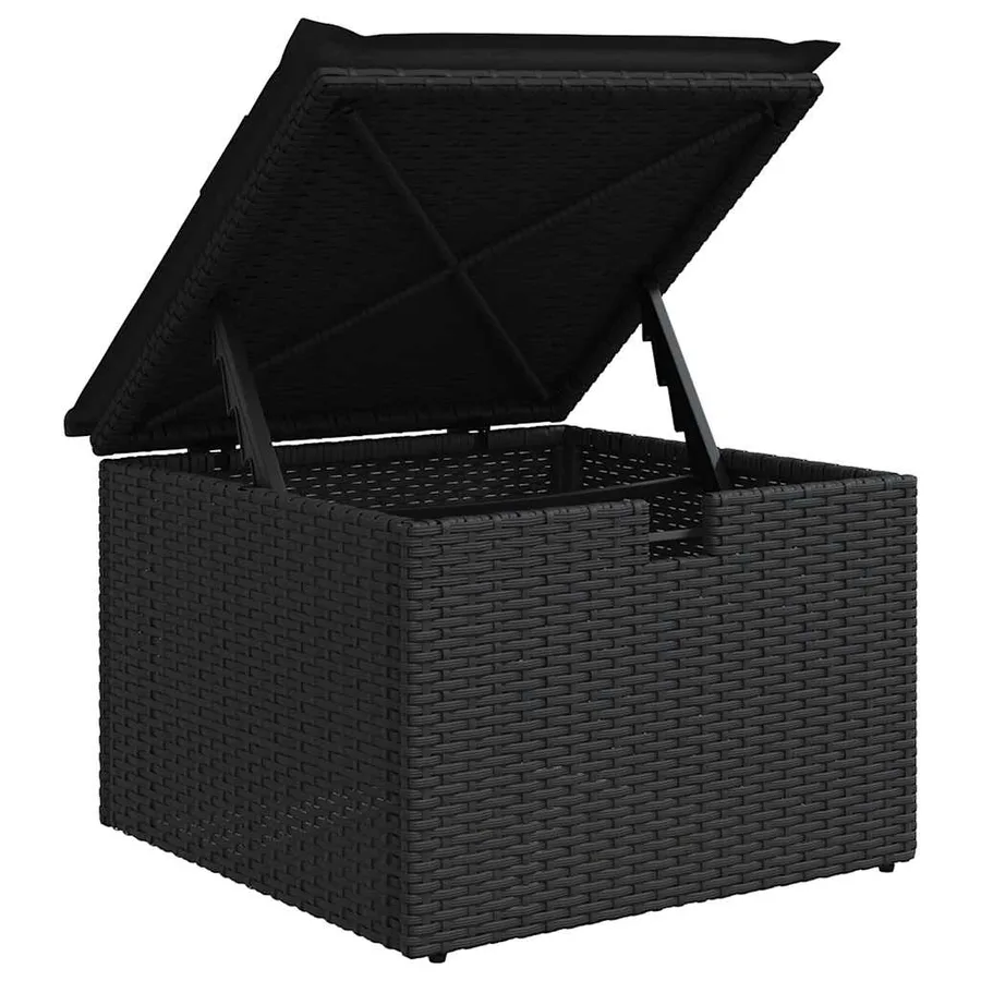 Salon de jardin 6 pcs avec coussins noir résine tressée - 9