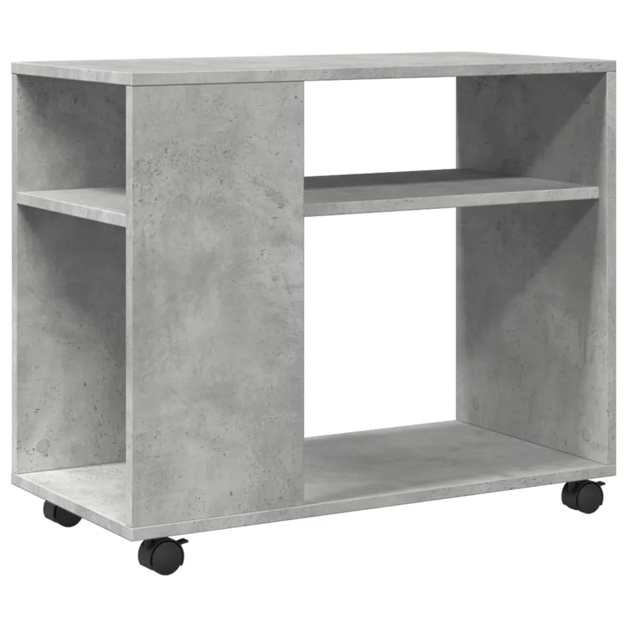 Table d'appoint avec roues gris béton bois d'ingénierie - 2