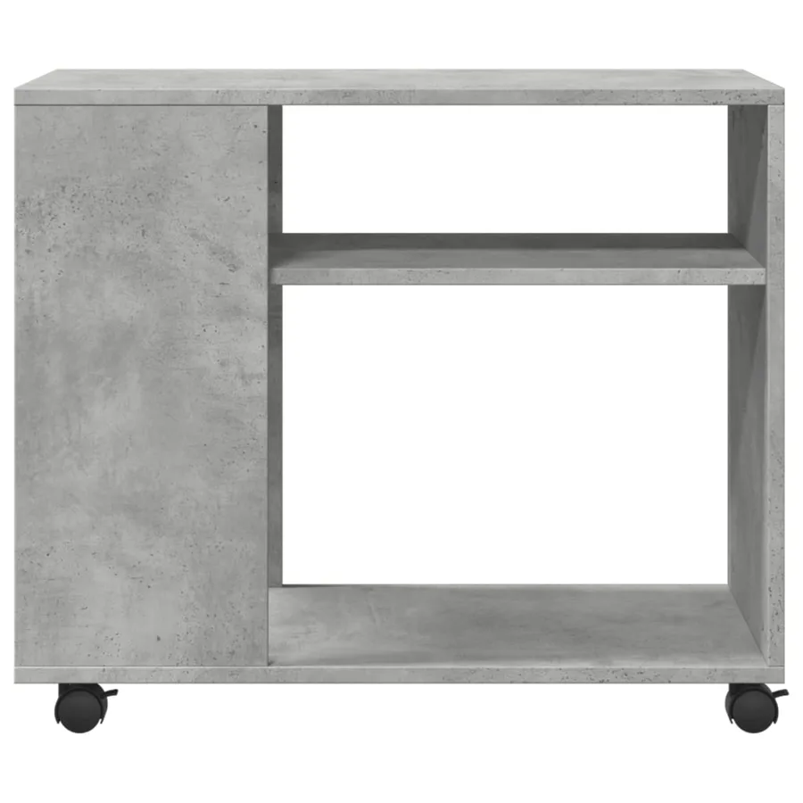 Table d'appoint avec roues gris béton bois d'ingénierie - 5