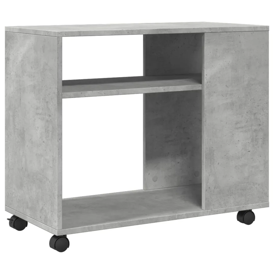 Table d'appoint avec roues gris béton bois d'ingénierie - 7