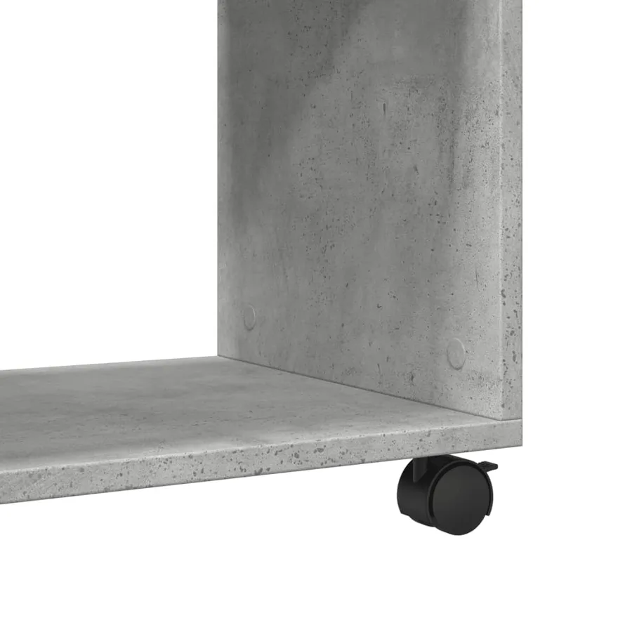 Table d'appoint avec roues gris béton bois d'ingénierie - 8