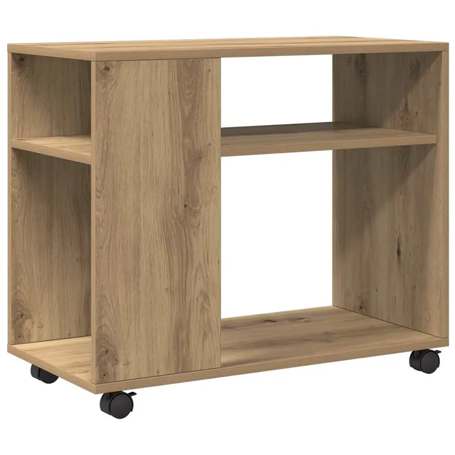 Table d'appoint avec roues chêne artisanal bois d'ingénierie - 2