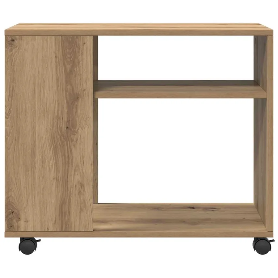 Table d'appoint avec roues chêne artisanal bois d'ingénierie - 4