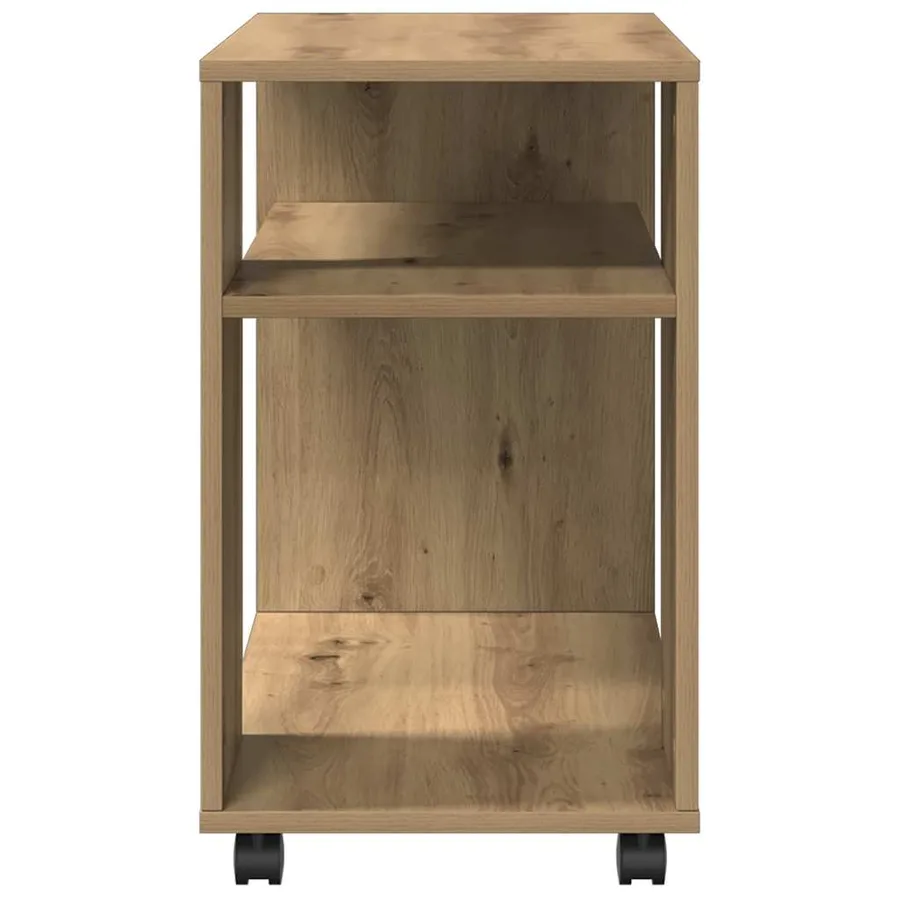 Table d'appoint avec roues chêne artisanal bois d'ingénierie - 5