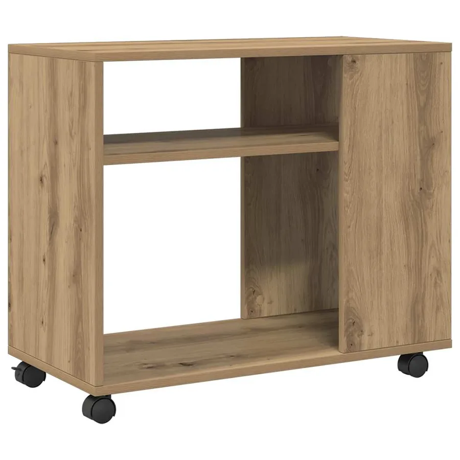 Table d'appoint avec roues chêne artisanal bois d'ingénierie - 6