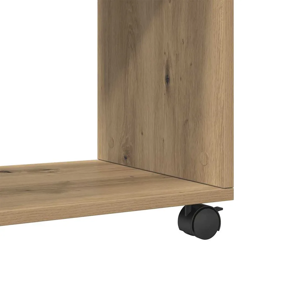 Table d'appoint avec roues chêne artisanal bois d'ingénierie - 7