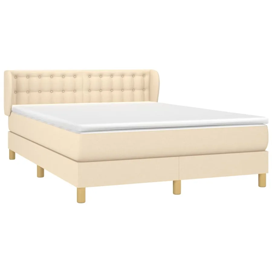 Sommier à lattes de lit avec matelas Crème 140x190 cm Tissu - 3