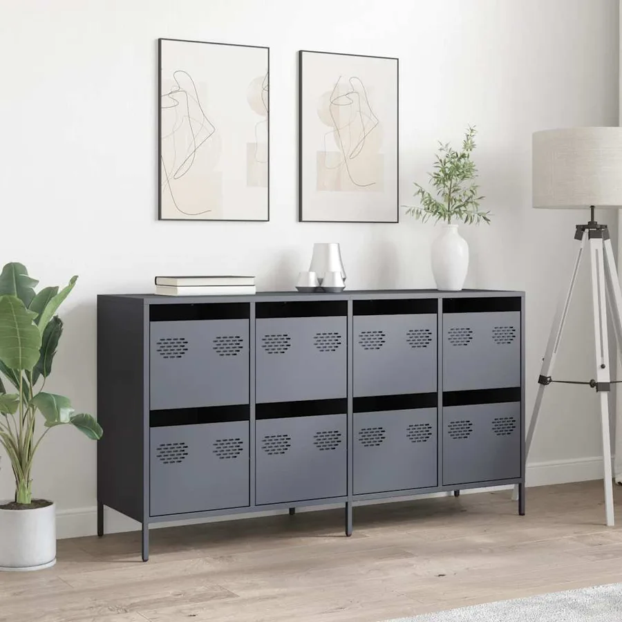 Buffet anthracite 135x39x73,5 cm acier laminé à froid - 3