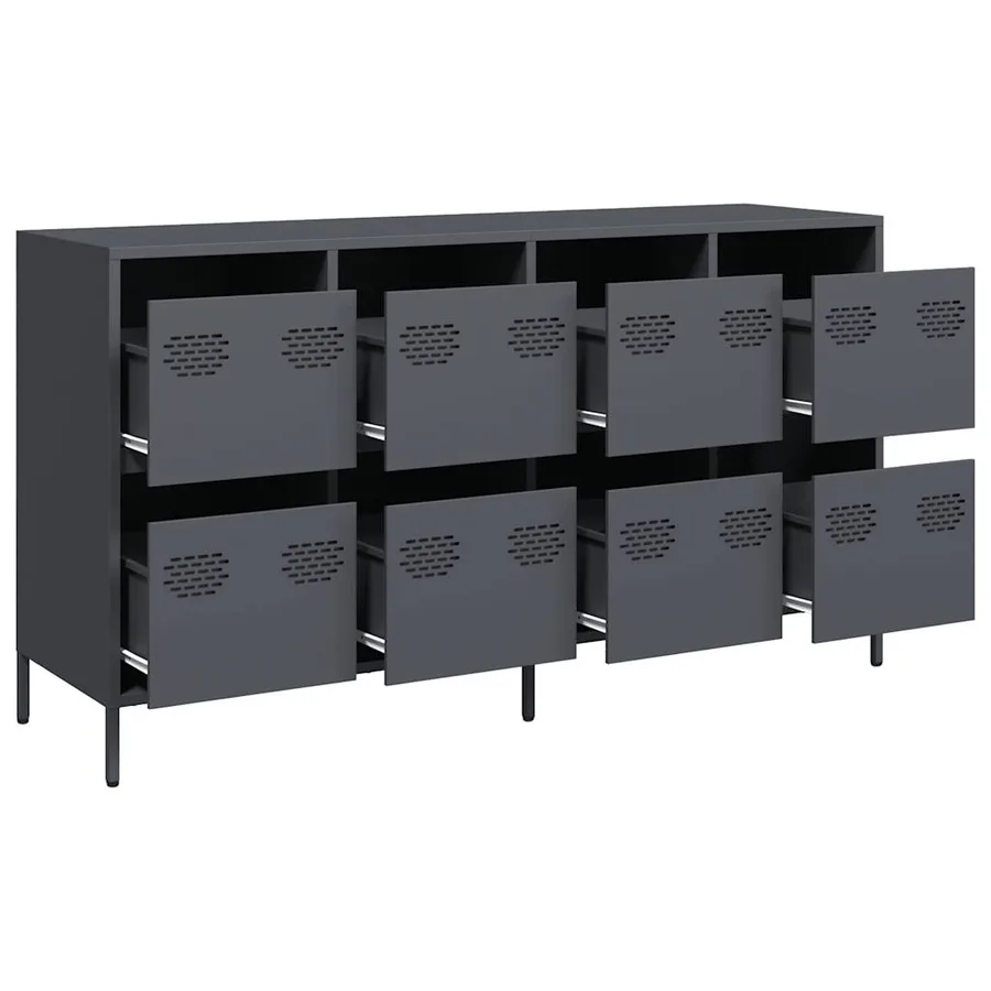 Buffet anthracite 135x39x73,5 cm acier laminé à froid - 4