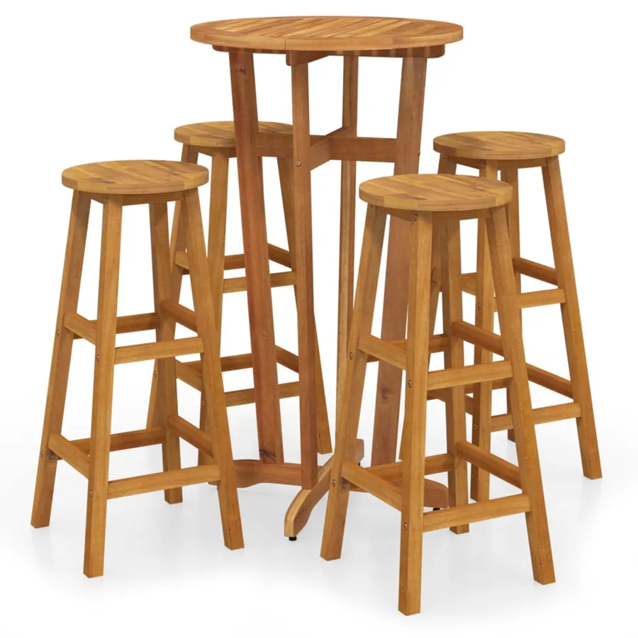 Ensemble de bar de jardin 5 pcs bois d'acacia solide - 2