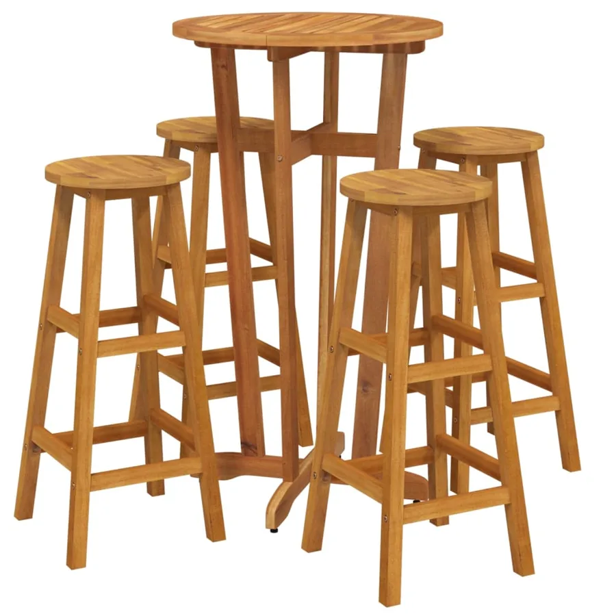 Ensemble de bar de jardin 5 pcs bois d'acacia solide - 3