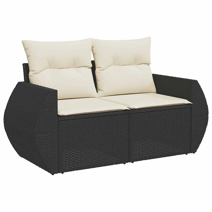 Salon de jardin 6 pcs avec coussins noir résine tressée - 4