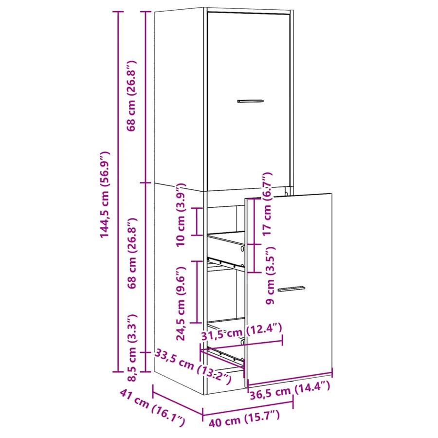 Armoire apothicaire chêne marron 40x41x144,5 cm bois ingénierie - 8