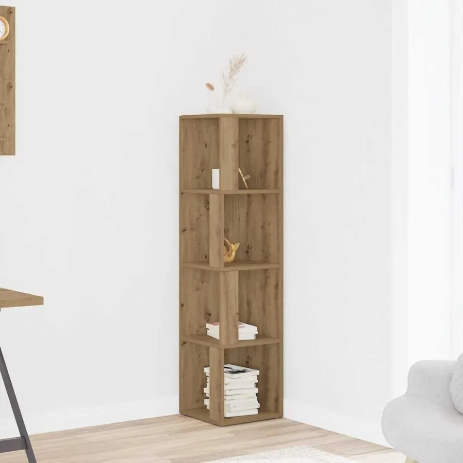 Armoire d'angle chêne artisanal 33x33x132 cm bois d'ingénierie