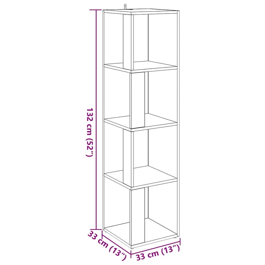 Armoire d'angle chêne artisanal 33x33x132 cm bois d'ingénierie - 8