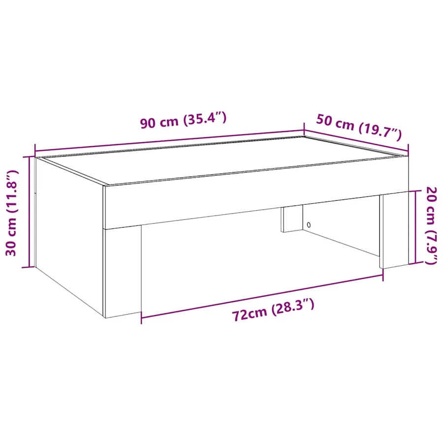 Table basse avec LED infini chêne marron 90x50x30 cm - 13