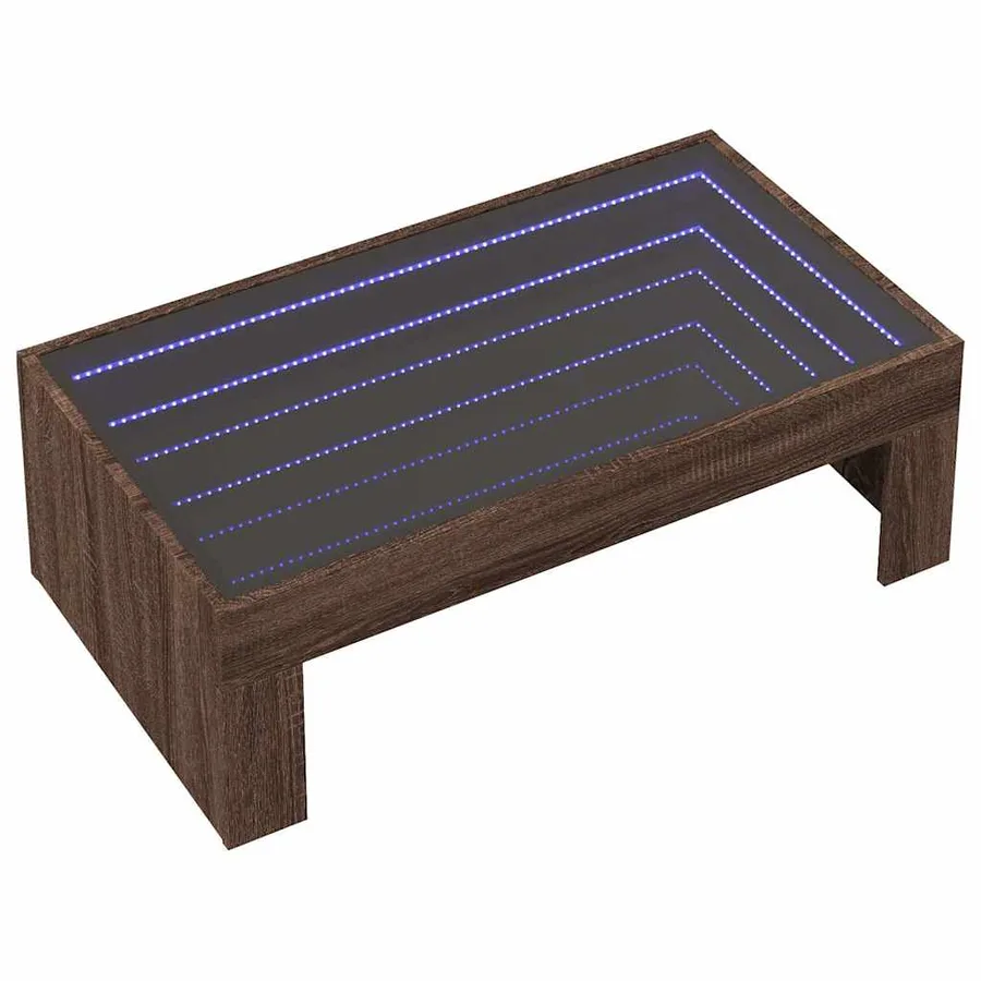 Table basse avec LED infini chêne marron 90x50x30 cm - 3