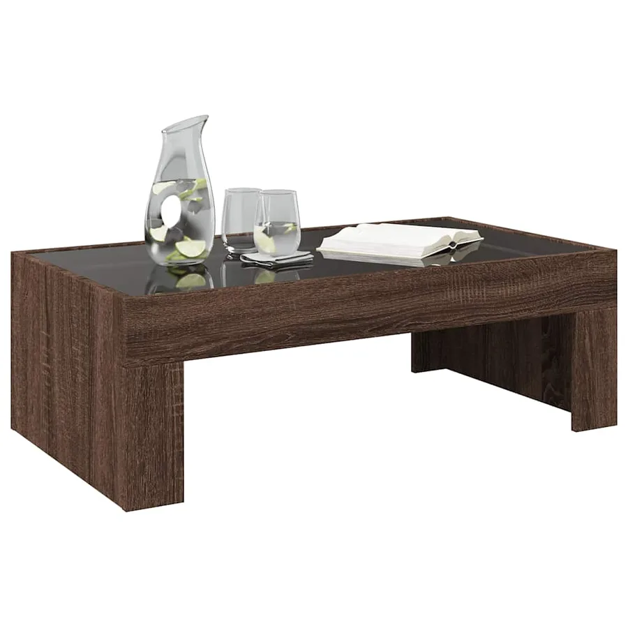 Table basse avec LED infini chêne marron 90x50x30 cm - 5