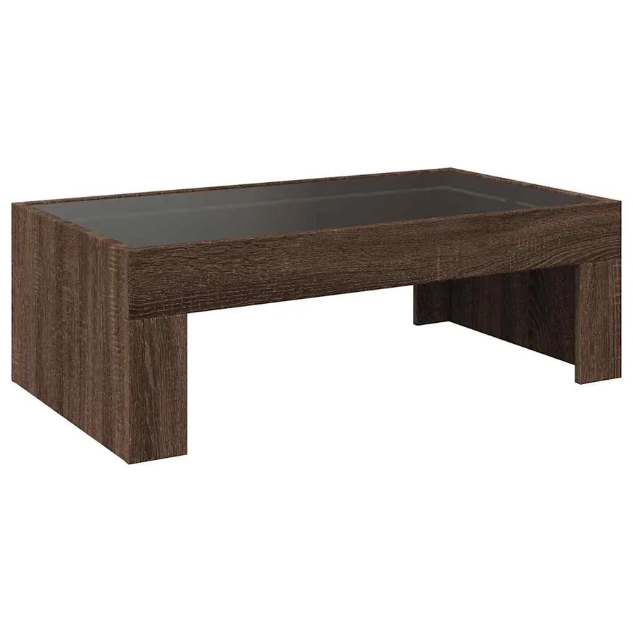 Table basse avec LED infini chêne marron 90x50x30 cm - 8