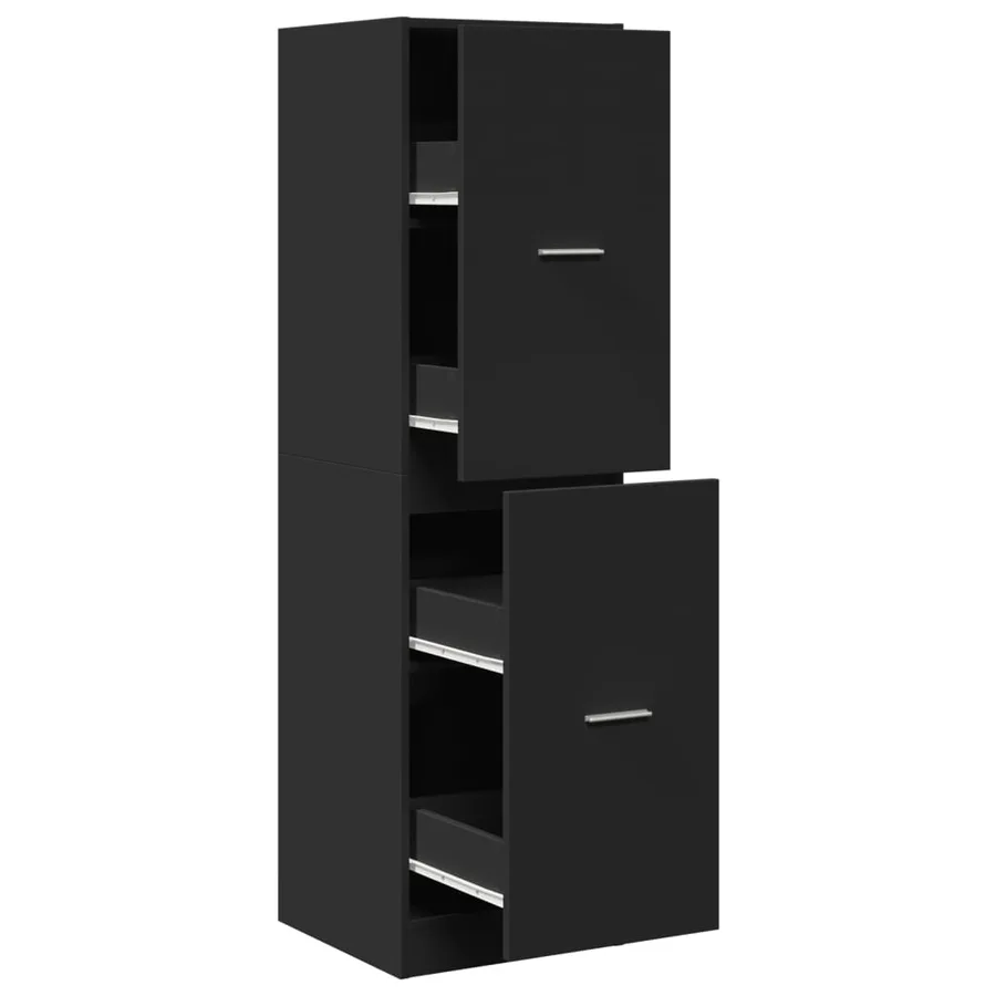 Armoire d'apothicaire noir 40x41x144,5 cm bois d'ingénierie - 2