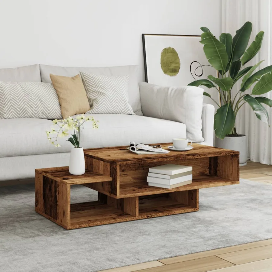 Table basse vieux bois 105x55x32 cm bois d'ingénierie - 3