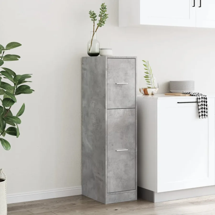 Armoire d'apothicaire gris béton 30x41x118 cm bois d'ingénierie - 3