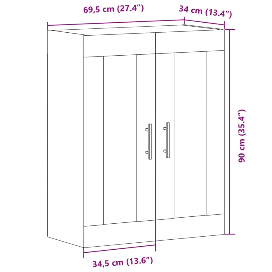 Armoire murale vieux bois 69,5x34x90 cm bois d'ingénierie - 11