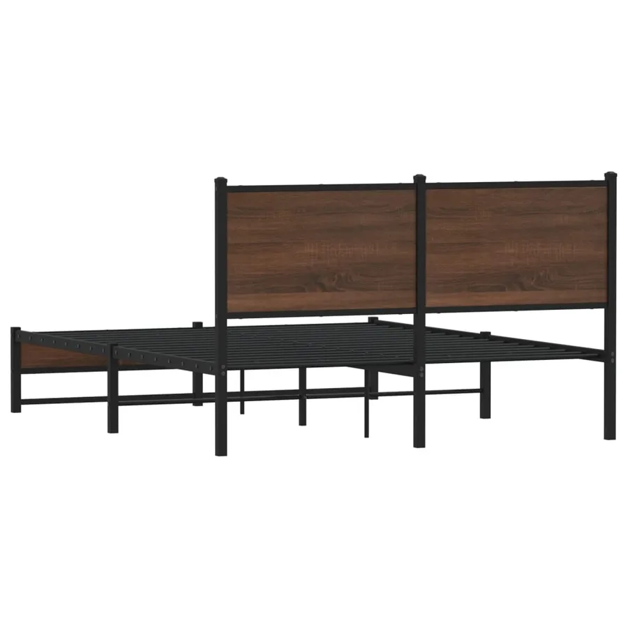 Cadre de lit en métal sans matelas chêne marron 140x200 cm - 7