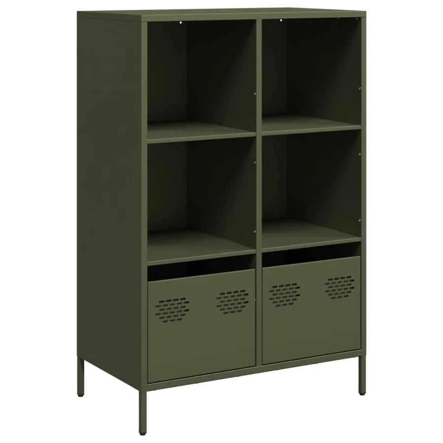 Buffet haut vert olive 68x39x103,5 cm acier - 2