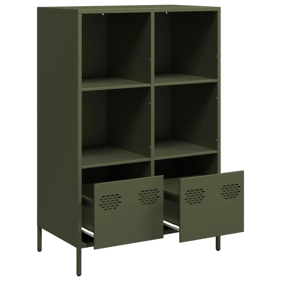 Buffet haut vert olive 68x39x103,5 cm acier - 4