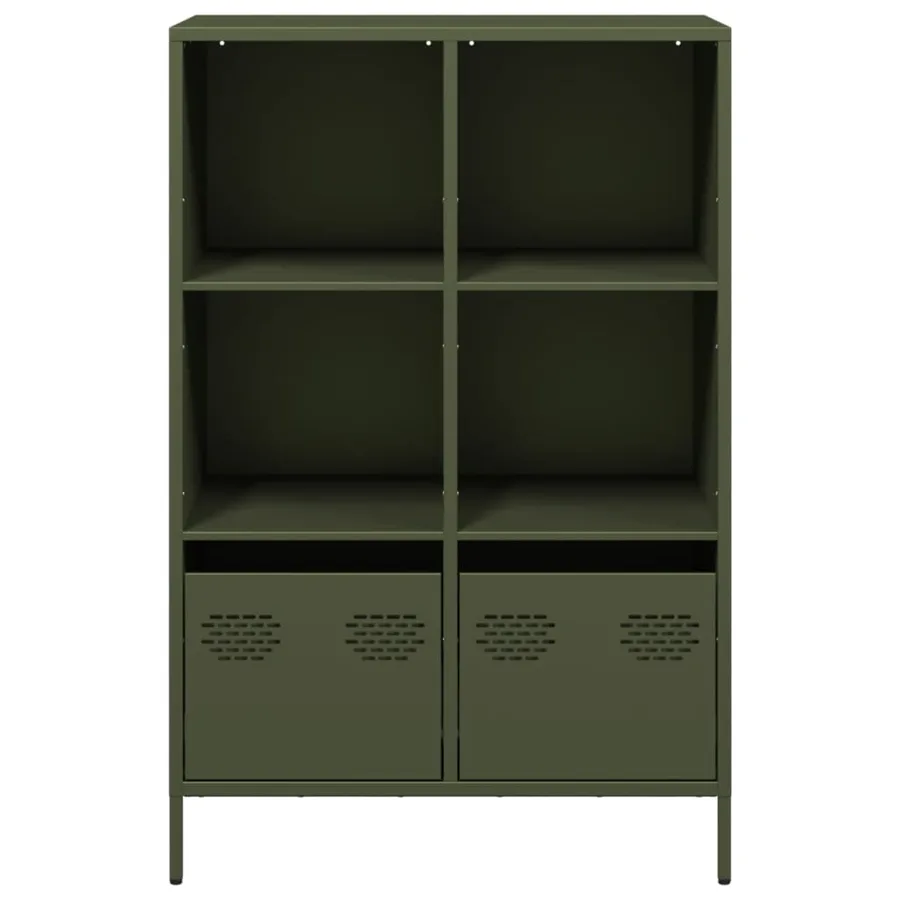 Buffet haut vert olive 68x39x103,5 cm acier - 5