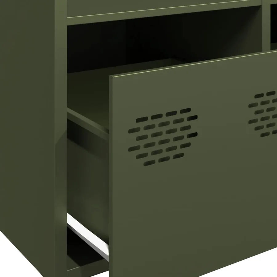 Buffet haut vert olive 68x39x103,5 cm acier - 9